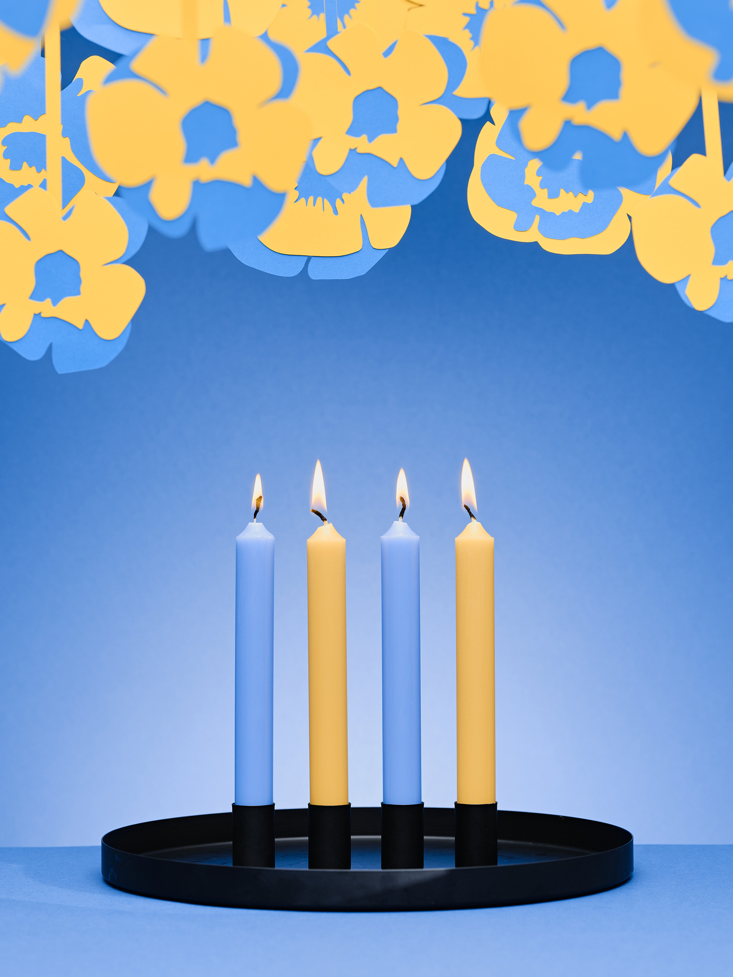 12 bougies droites 7h Bleu-Violet